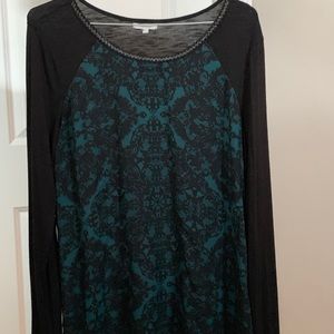 Emerald and Black Damask Print Shirt